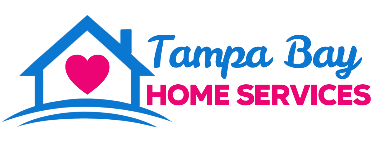 Tampa Bay Home Services logo featuring a house outline with a heart and text for professional house cleaning in St Petersburg, FL.