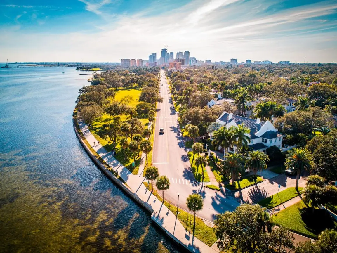 Coastal St. Pete Beach homes and cityscape view, Tampa Bay area cleaning services.