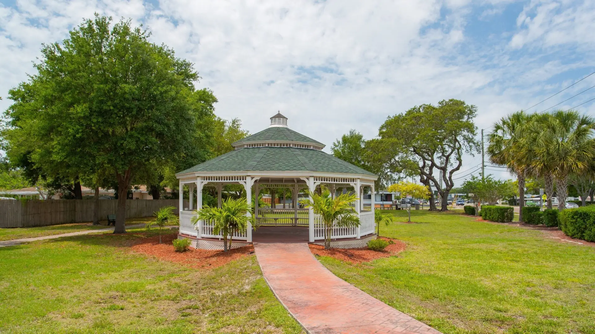 Well-maintained gazebo and landscaping representing Tampa Bay Home Services' care for local properties.